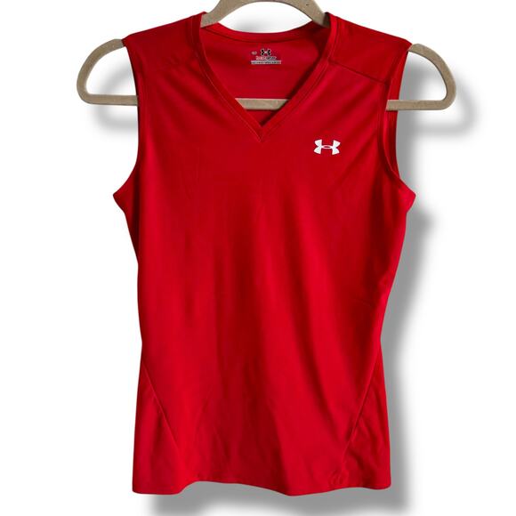 Under Armour Girls HeatGear Tank Red Sleeveless Size Large - Picture 1 of 5